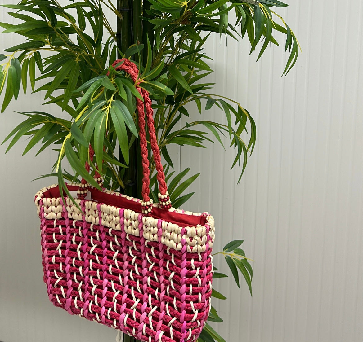 Borsa in paglia Pink