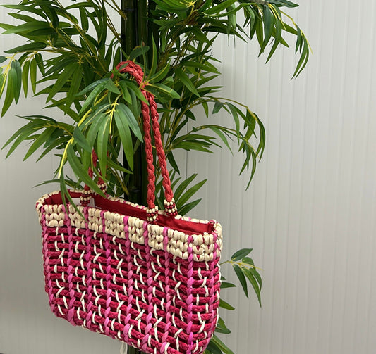 Borsa in paglia Pink