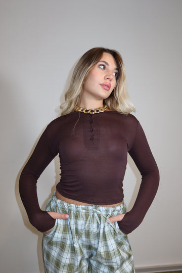 Maglia crop brown