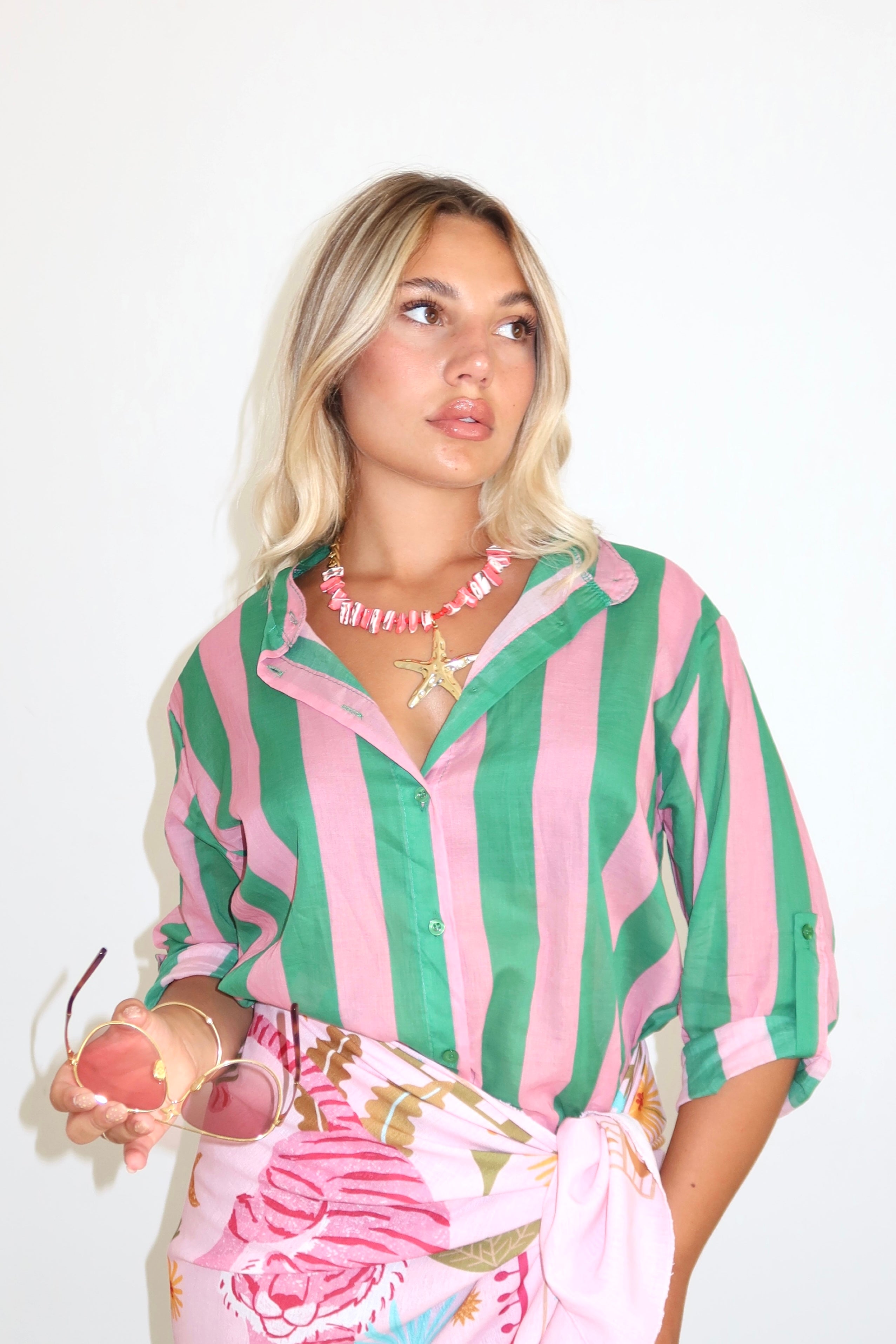 Camicia rigata pink